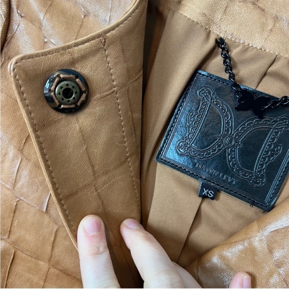 Dawn Levy brown genuine leather pockets coat XS - Picture 8 of 13